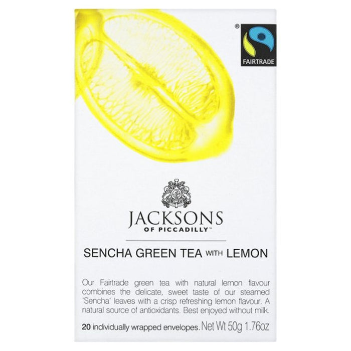 Jacksons of Piccadilly Fairtrade Sencha Green Tea with Lemon 20 Tea Bags