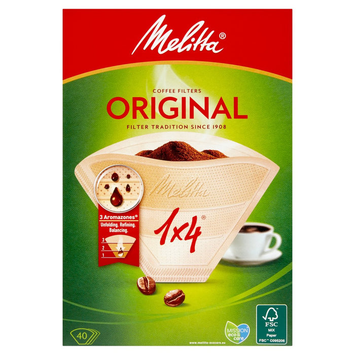 Papel de filtro de cuatro taza de melitta 40 por paquete