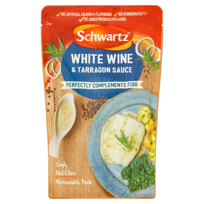 Schwartz Weißwein & Tarragon -Sauce für Fisch 300g