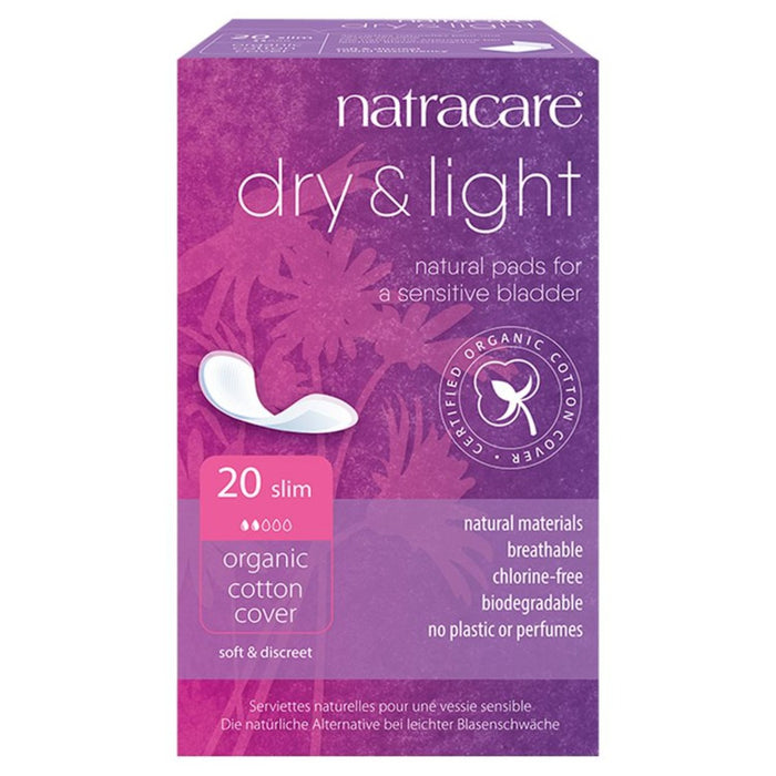 Natracare Organic Cotton Dry & Light Incontinence Pads mince 20 par paquet