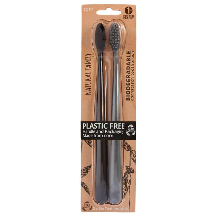 Natural Family Bio Toothbrush Pirate Black & Monsoon Mist 2 per pack