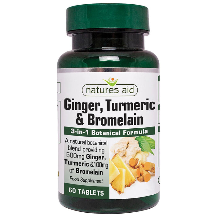 Natures Aid Ginger Turmame & Bromlelain Supplément complets 60 par pack