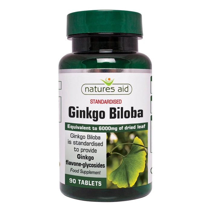 Natures Aid de ginkgo biloba suplemento tabletas 6000mg 90 por paquete