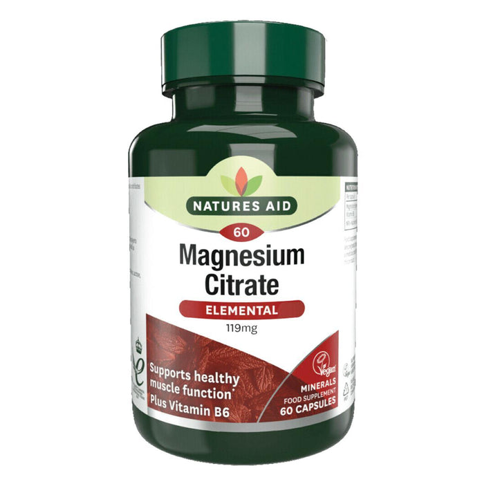 Natures Aid Magnésium Citrate Supplément Capsules 119mg 60 par paquet