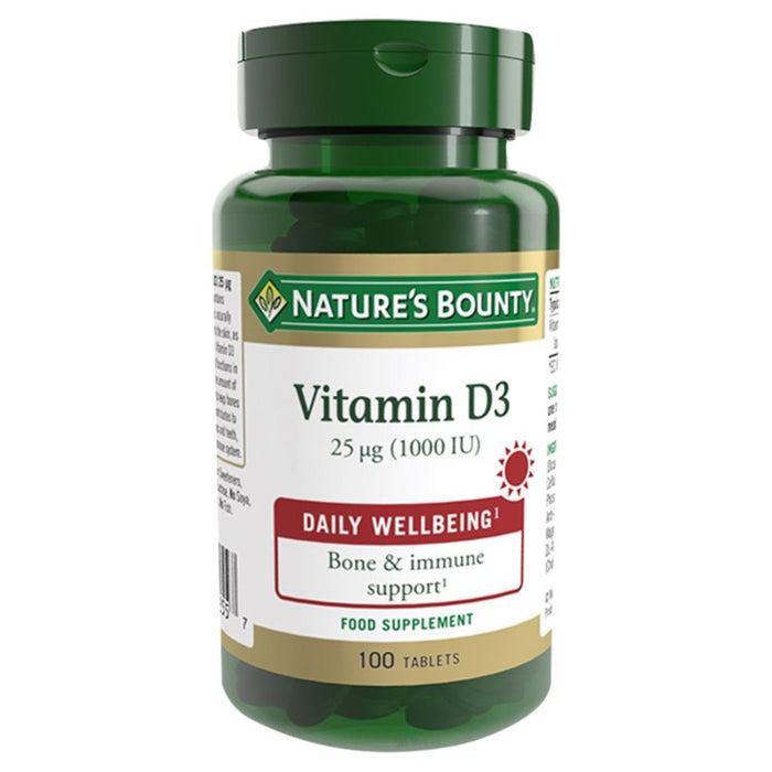 Nature's Bounty Vitamin D3 Compléments complémentaires 25UG 1000IU 100 par paquet