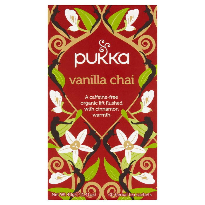 Bolsas de té de vainilla chai de pukka 20 por paquete