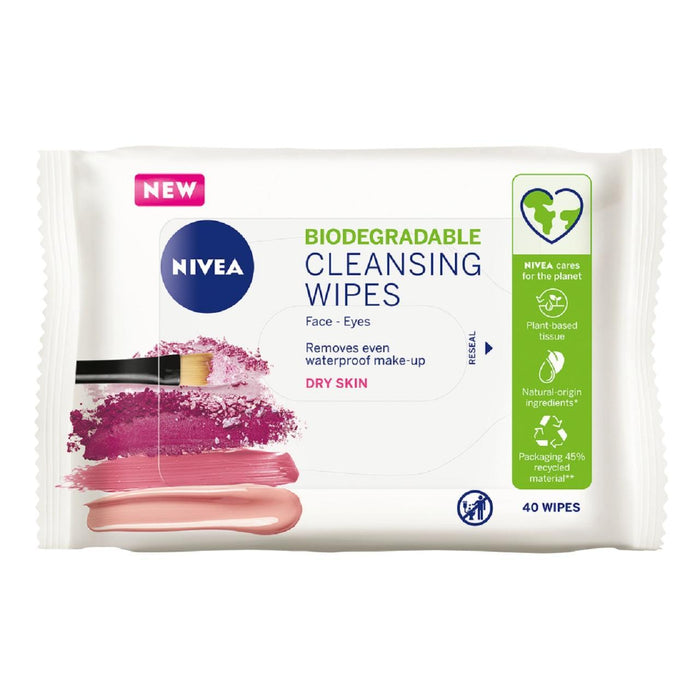 NIVEA Biodegradable Cleansing Face Wipes for Dry Skin 40 per pack