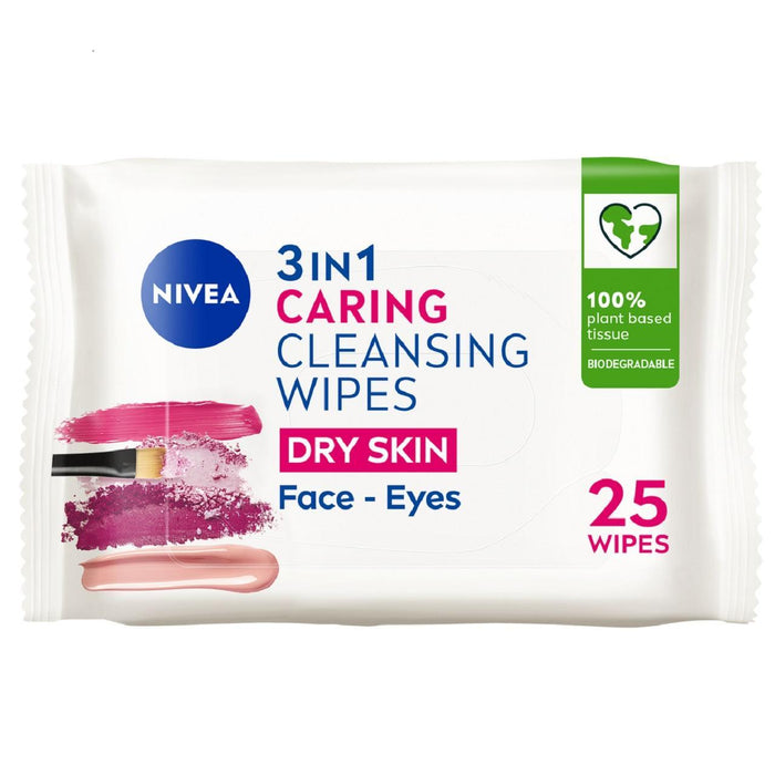 NIVEA Biodegradable Cleansing Face Wipes for Dry Skin 25 per pack