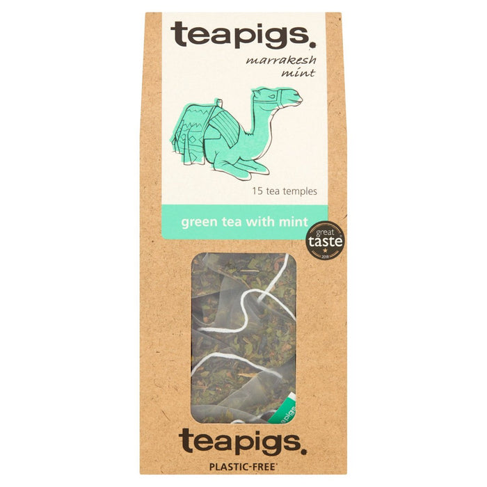 TEAPIGS THE VERT AVEC LES SACS DE TEA DE MINT 15 PAR PACK