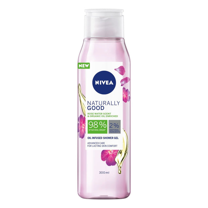 NIVEA Naturally Good Rose Water & Organic Oil Infused Shower Gel 300ml