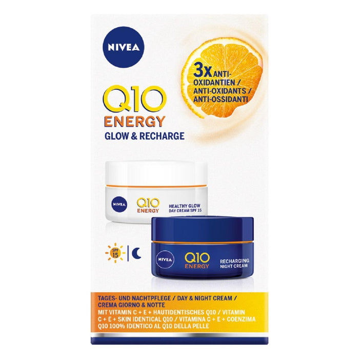 كريم الوجه النهاري والليلي Q10 Energy Healthy Glow من نيفيا، عبوة ثنائية 2 × 50 مل