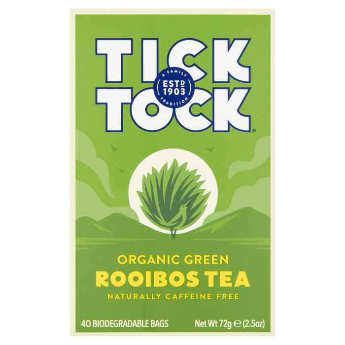 Tick Tock Organic Rooibos Green Tea Bags 40 per pack