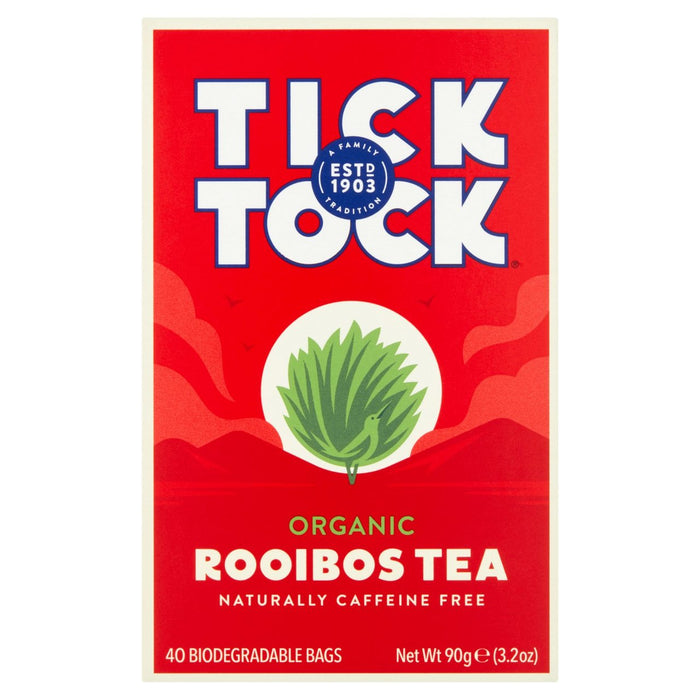 Tick Tock Organic Rooibos Redbush Tea Bags 40 per pack - Special Offer