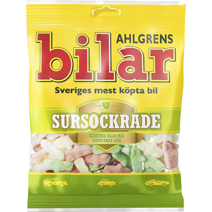 Ahlgrens Bilar Sursockrade Soft Soft Soft Chewy Marshmallow Cars 100g