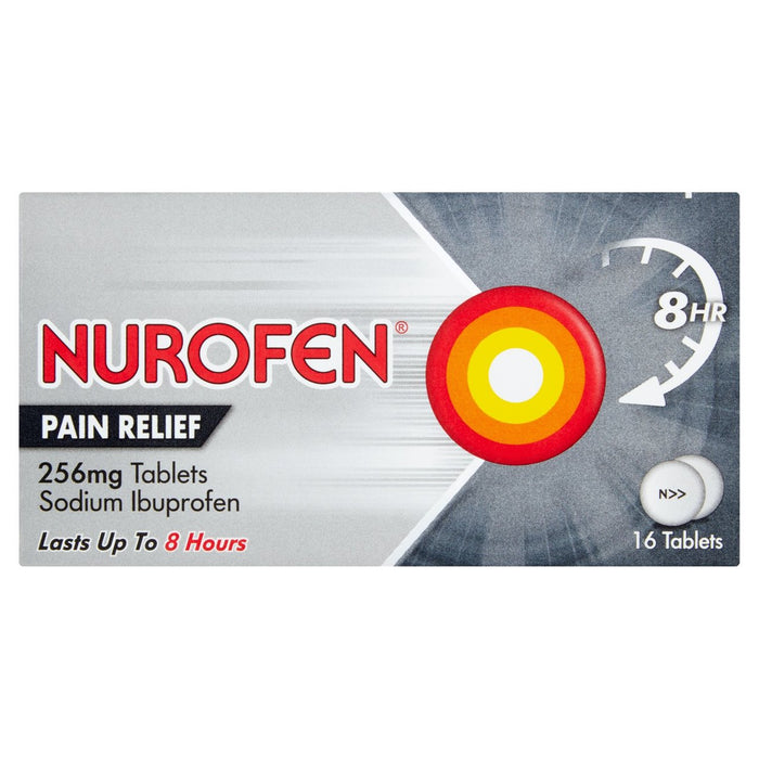 Nurofen Express 256mg Tabletas de alivio del dolor Ibuprofeno 16 por paquete