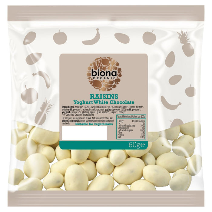 Biona Organic Raisins Yoghurt White Chocolate 60g