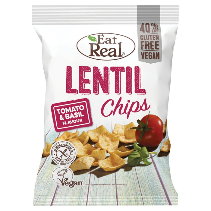 Come chips con sabor a lentejas reales de tomate y albahaca 113g