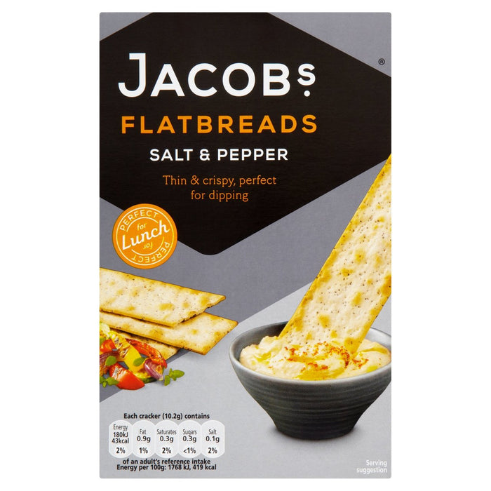 Jacob's Flatbreads Salt & Cracked Black Pepper 150G