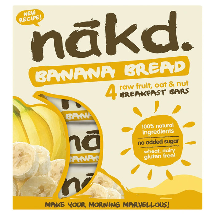 Nakd Banana Bread Fruit Nut &amp; Avena Barritas 4 x 30g 