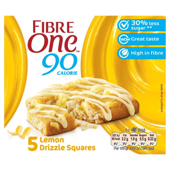 Fibre One 90 Calories Lemon Drizzle Barres 5 x 24g