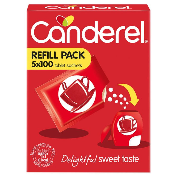 Canderel Original mit niedriger Kalorien Süßstofftabletten 5 x 100 pro Packung nachfüllen