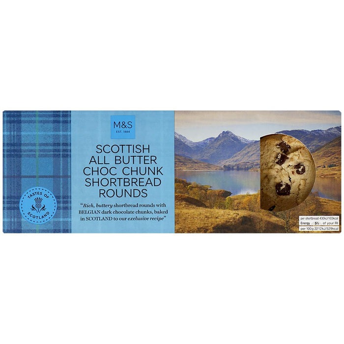 M & S All Butter Choc Chunk Shortbread Runden 175g