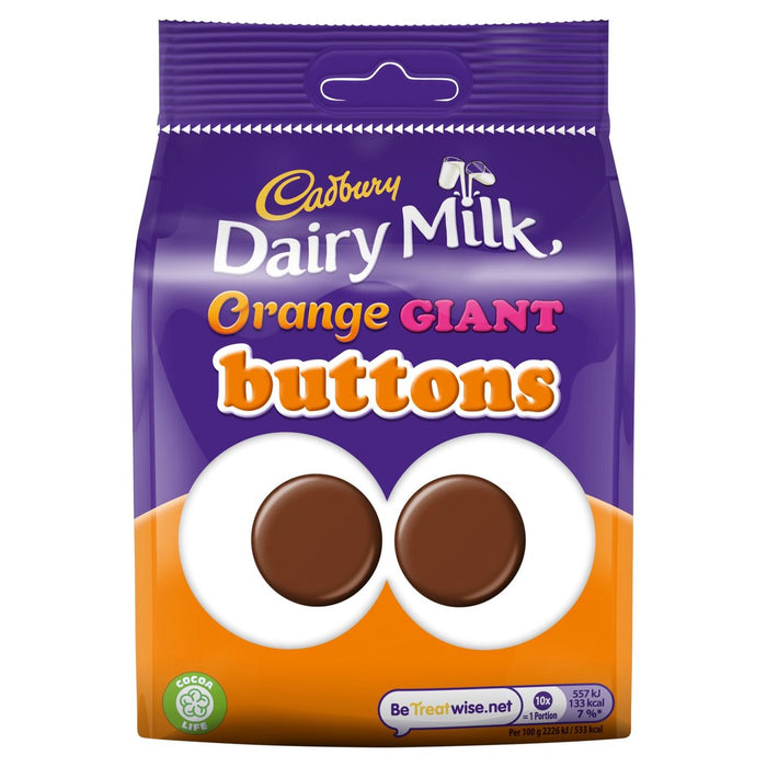 Cadbury lácteo leche naranja botones gigantes de chocolate 110g