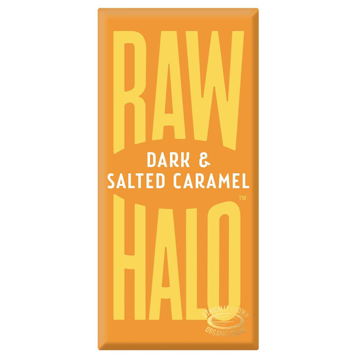 Barra de chocolate de caramelo oscuro y salado de halo crudo 70G