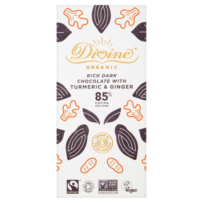 Divine organique 85% sombre avec du curcuma et du gingembre 80g