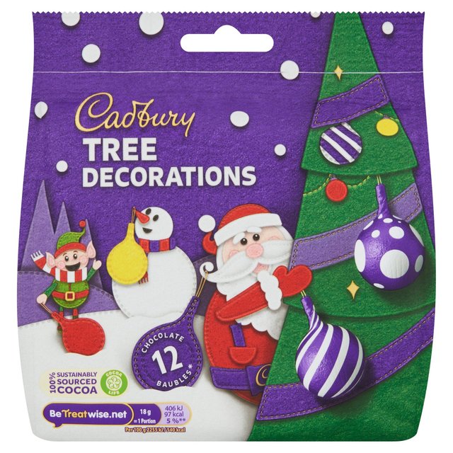 Cadbury 12 Schokoladen -Bausble Tree Dekorationen 72G