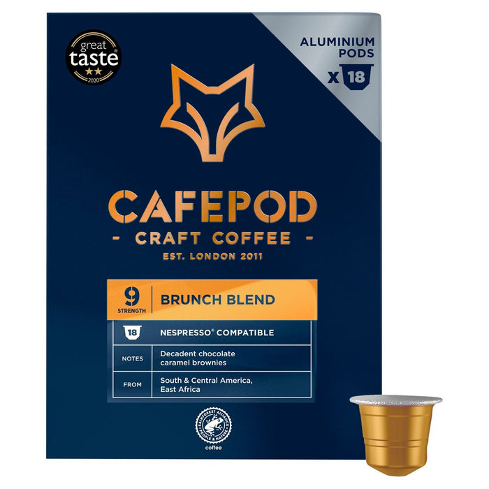 CafePod Brunch Blend Nespresso Compatible Aluminium Coffee Pods 18 per pack