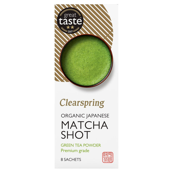 ClearSpring Organic Japanese Matcha Shot Premium Green Té en polvo 8 x 1g