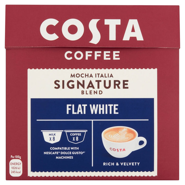 Costa Coffee Nescafe Dolce Gusto kompatibel flach weiß 16 pro Pack