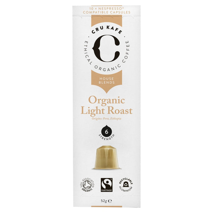 CRU KAFE ORGANIC LIGHT NESPRESSO Compatible Capsules de café 10 por paquete