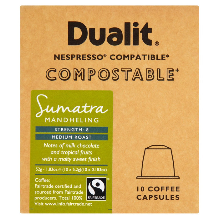 Dualit Sumatra Mandheling Compostable Nespresso Compatible Capsules 10 per pack