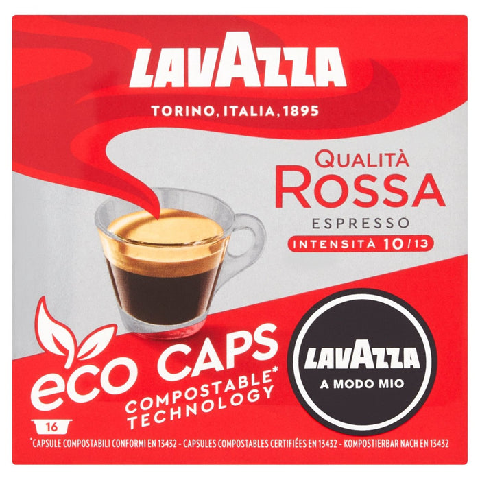 Lavazza A Modo Mio Compostible Capsules de café Qualita Rossa 16 por paquete