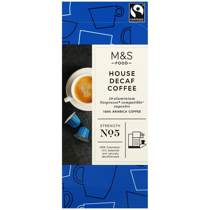 M&S Fairtrade Decaf Coffee Pods 10 par paquet