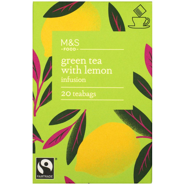 M & S Fairtrade Green Tea mit Zitronenteahtbeutel 20 pro Packung