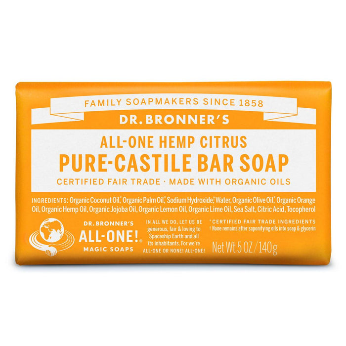 Bar du savon à usage multipulaire d'agrumes du Dr Bronner Bar 140g