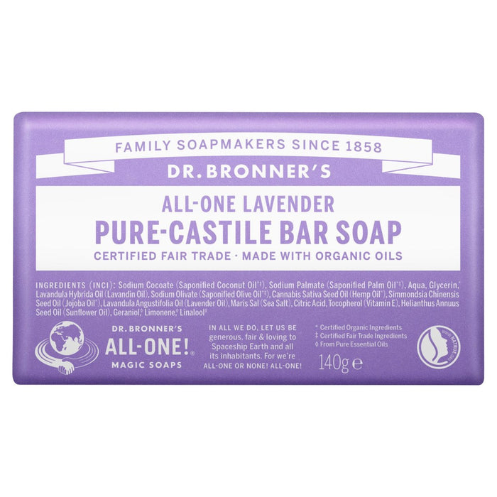 Dr. Bronner's Lavender Organic Multi-Purpose Soap Bar 140g