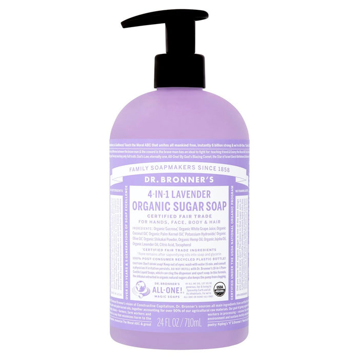 Jabón de bomba de azúcar multipropósito orgánico de lavanda de la Dra. Bronner 708ml