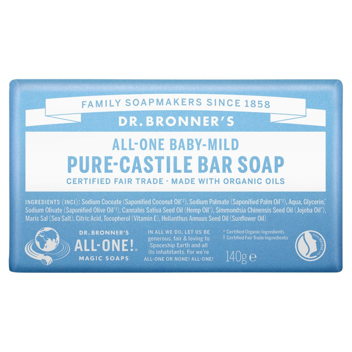 Bar du savon biologique non parfumé du Dr Bronner 140g