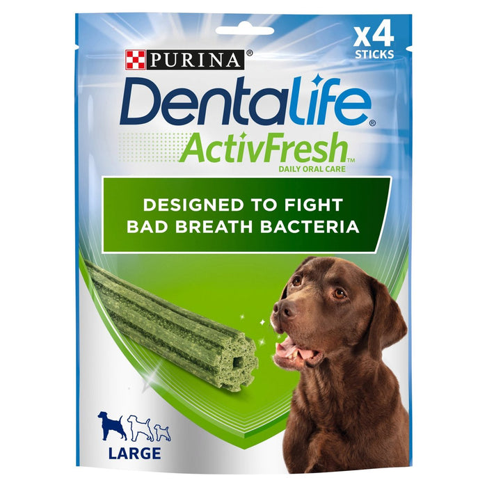 Dentalife activfresh grand chien traite le bâton dentaire 4 bâtons