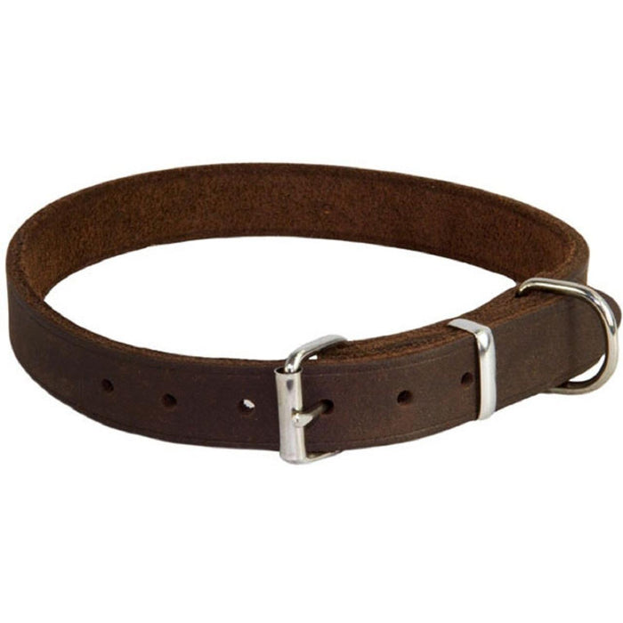 Collier de chien brun en cuir doux à la terre grande (37-45 cm)