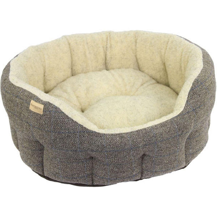 Erdgebundenes traditionelles Tweed Beige Hundebett Medium