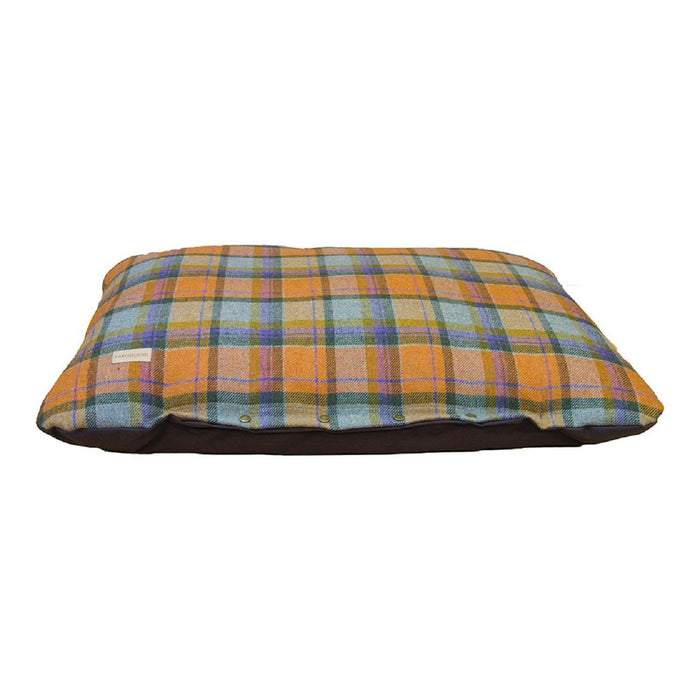 Earthbound Tweed Flat Cushion Orange Check Medium