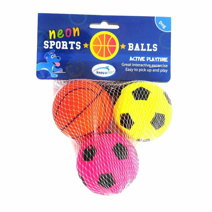 Joyeuse jouet de chien de balle de sport de NEON NEON 3 par paquet