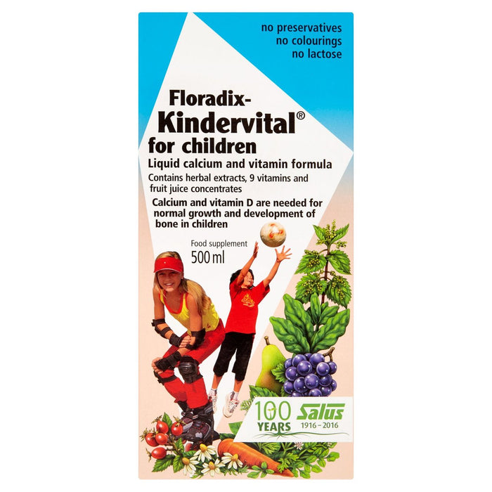 Floradix Kindervital Kid's Liquid Calcium and Vitamin Formula 3yrs+ 500ml