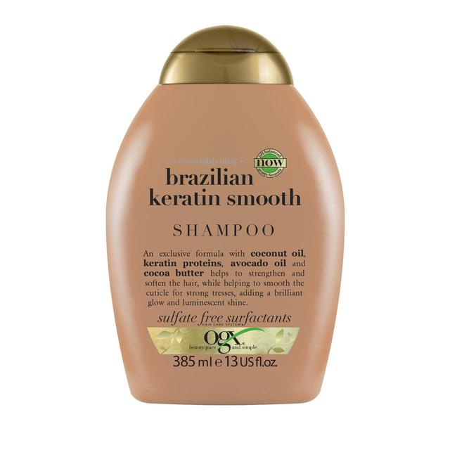 OGX Ever enderezado+ champú balanceado de ph liso de queratina brasileña 385ml