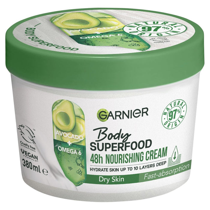 Garnier Body Superfood, nahrhafte Körpercreme mit Avocado & Omega 6 380ml